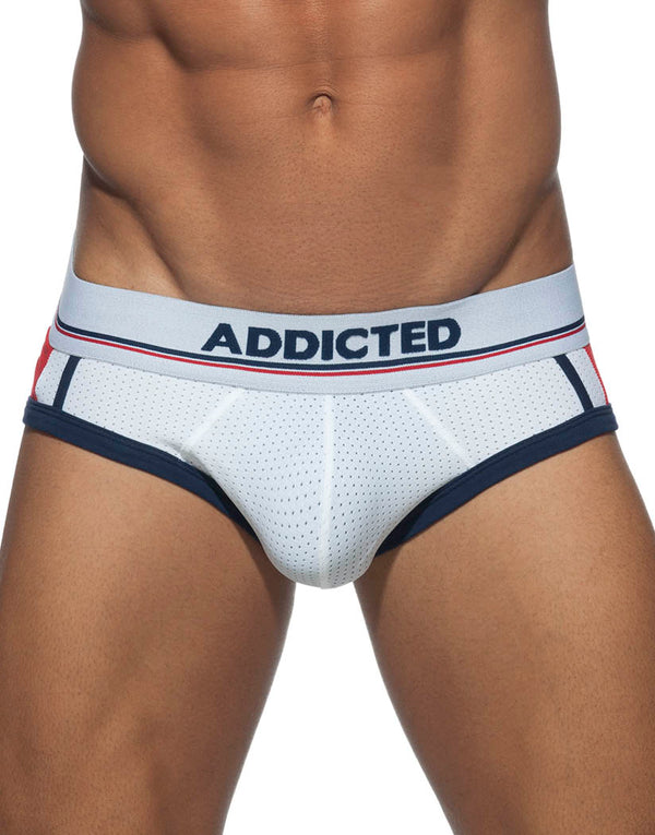 Addicted Sport Mesh Black/Yellow Stripe Brief AD738