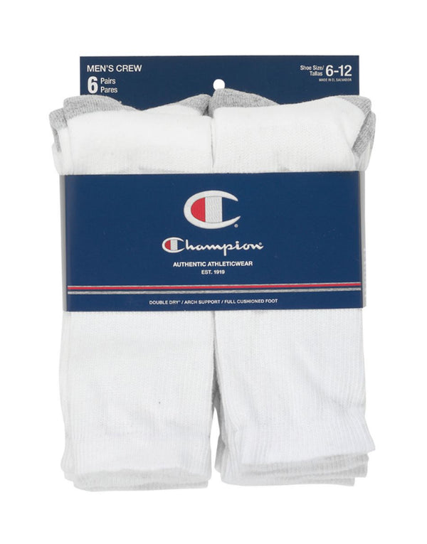 Unisex Double Dry Performance Crew Sock (6 Pack), Champion