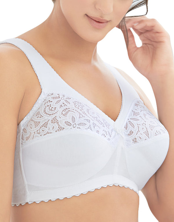 Glamorise COMFORT LIFT Bra 38G Wirefree Support ~Soft Airy Lace~ White NEW