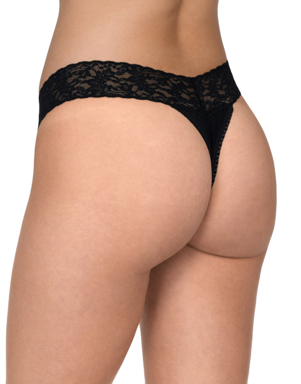 Hanky Panky Organic Cotton Orginial Rise Thong with Lace 891801