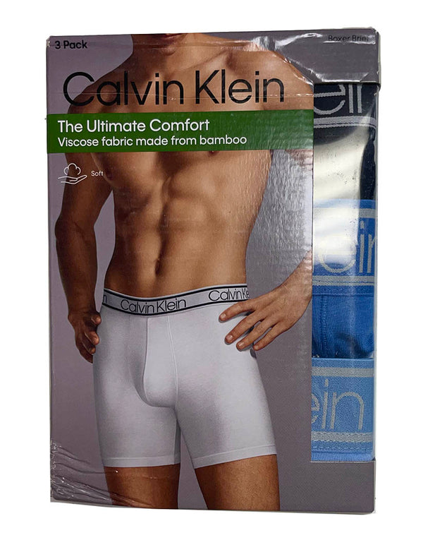 Calvin Klein Men`s Microfiber Mesh Boxer Briefs 3 Pack (Blue