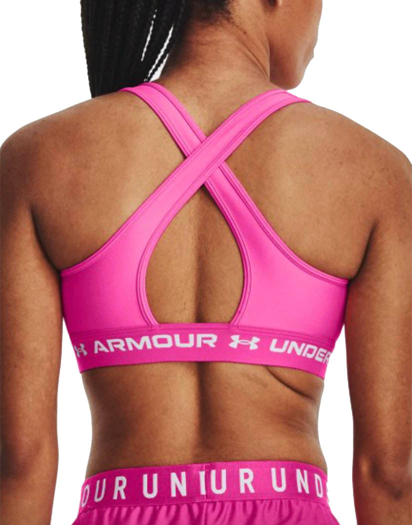 Under Armour Womens Mid Crossback Sports Bra, Rebel Pink