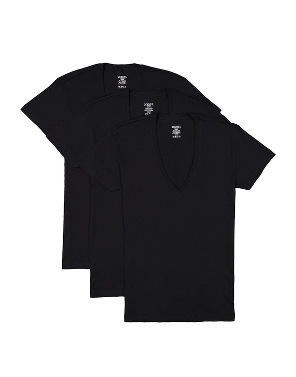 2xist Men's 3-Pack Slim Fit Deep V-Neck T-Shirt Black 020351