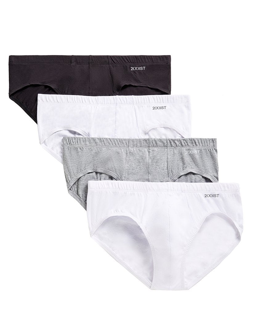 2xist Men's 4-Pack Essential Cotton Bikini Heather Grey/White/Black/Wh