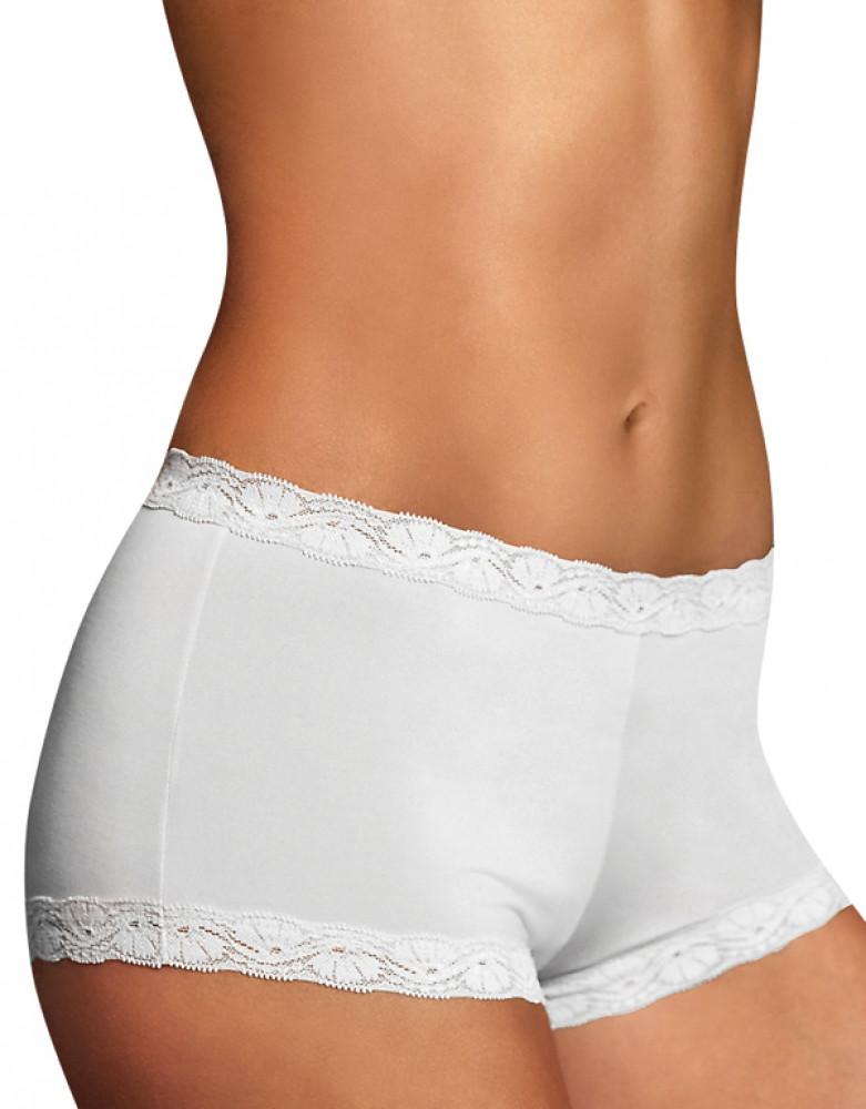 Maidenform® Women`s Microfiber and Lace Boyshort,40760,8,White at   Women's Clothing store