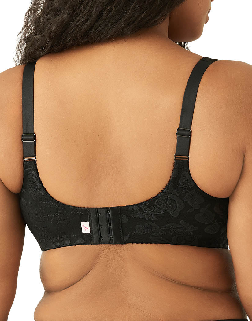 Women's Plus Size Back-Hook Longline Posture Bra, With Embroidery - Black,  42 DD/E