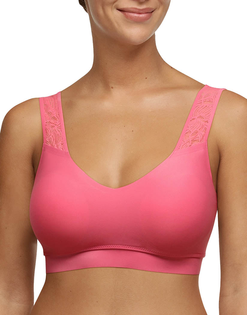 Pour Moi Fuller Bust Logo elastic non padded lace bra in hot pink