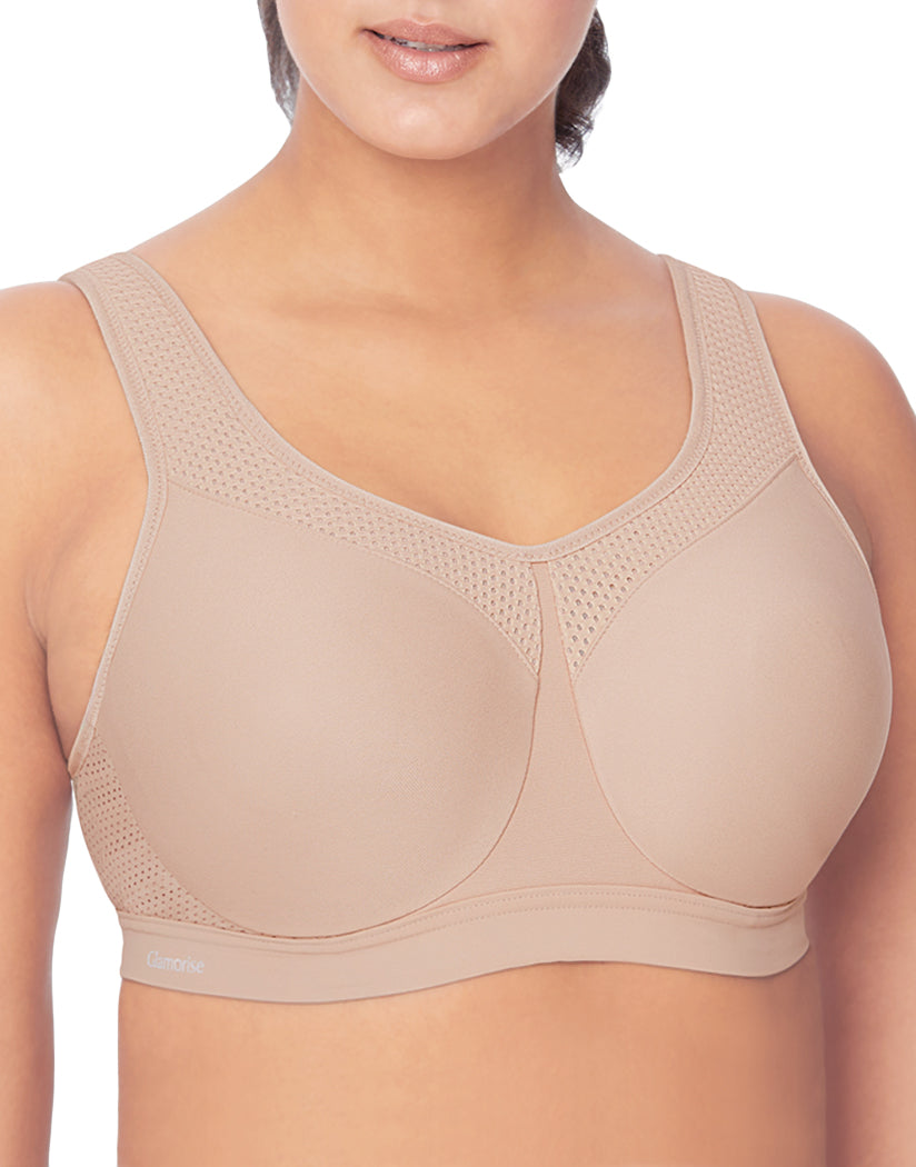GLAMORISE High Impact UNDERWIRE Sports Bra style 9066 CAFE [42F] *New w/OUT  Tags 