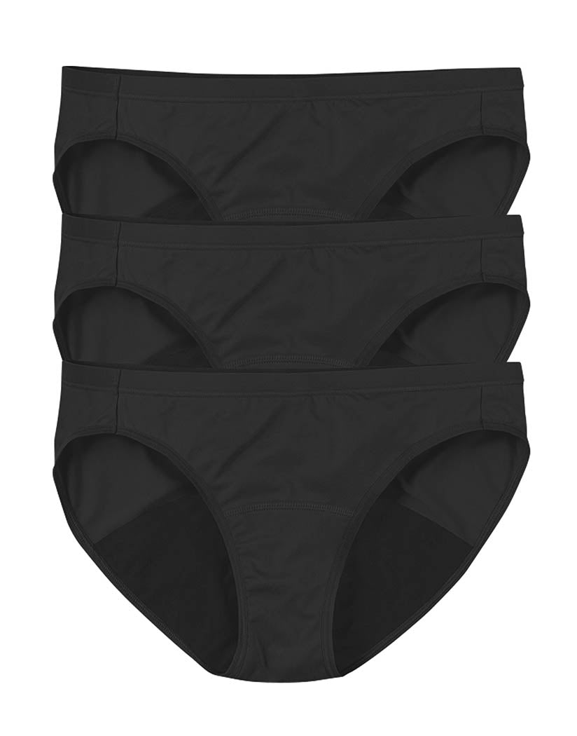 Hanes Comfort, Period. Women's Brief Underwear, Light Leaks, Black, 3-Pack 6