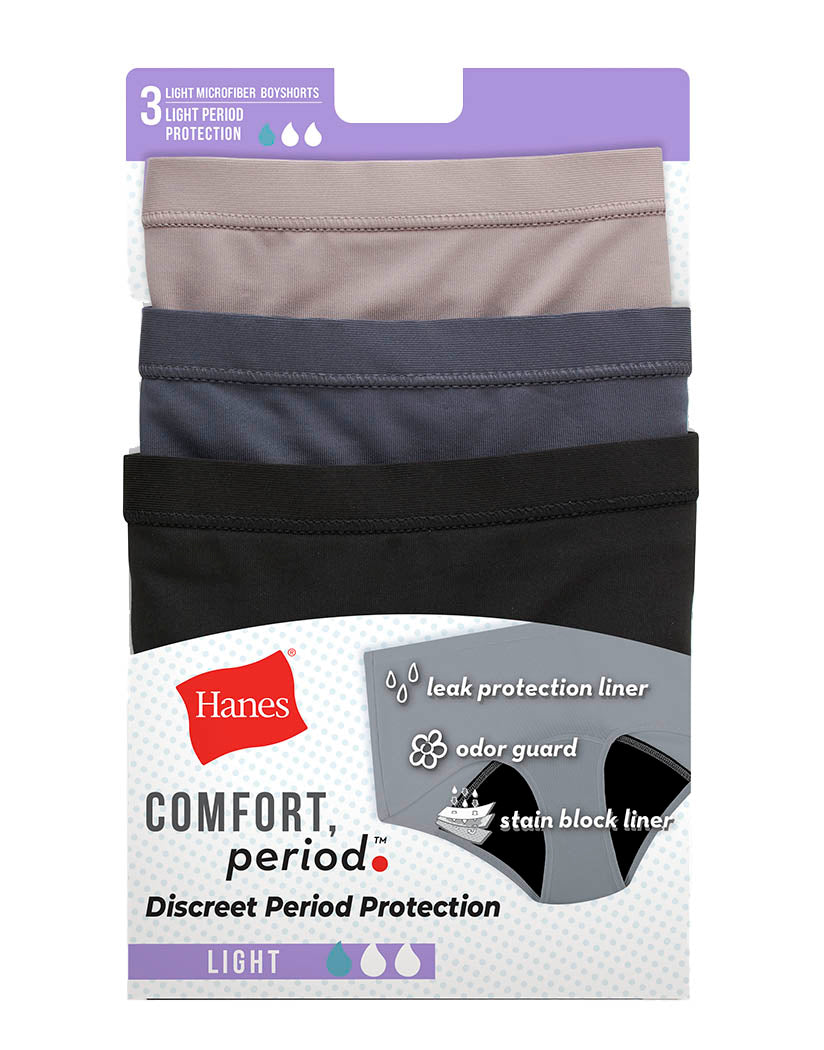 Hanes Comfort Period.™ Boy Shorts Period Underwear Light Leaks LL49AS