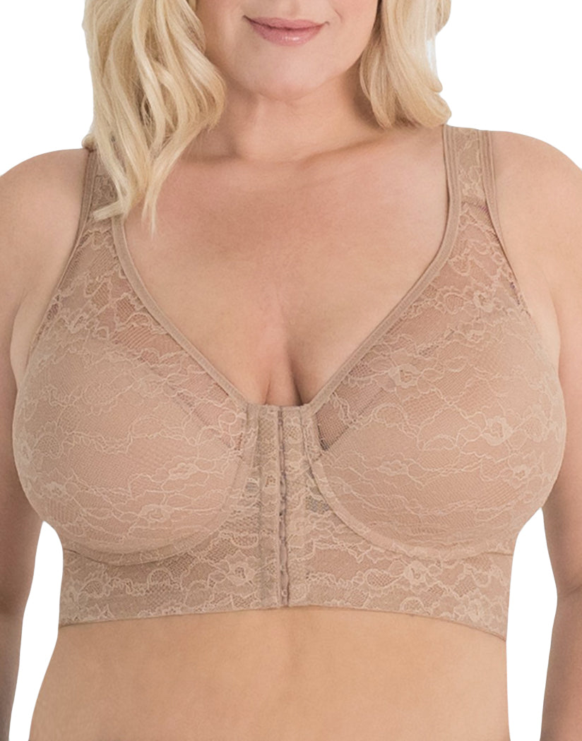Leading Lady Plus Size Front Hook Wirefree Leisure Bra White,48 Dd-G at   Women's Clothing store: Apparel