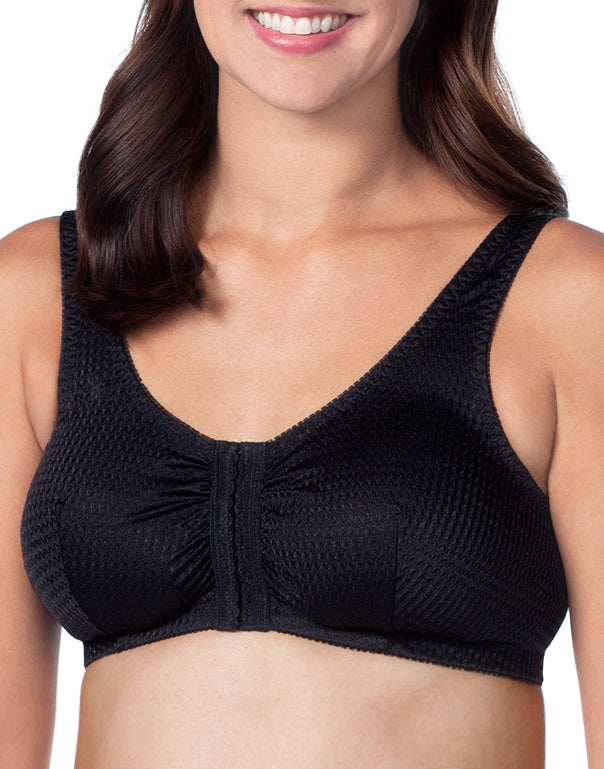Leading Lady Meryl Wire Free Cotton Front Closure Leisure Bra Style 110-BLK