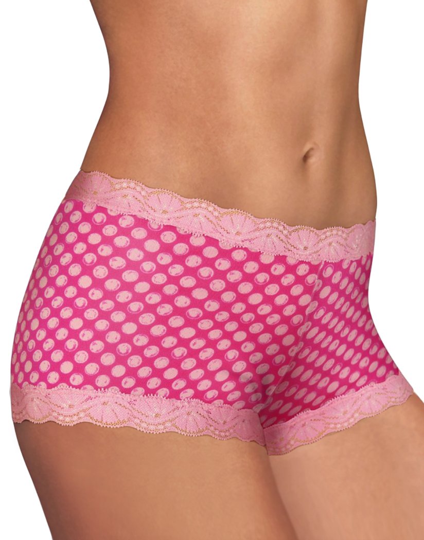 Maidenform Women's Classics Microfiber and Lace Boyshort Panty 40760, Pink  Heather Print, 7 at  Women's Clothing store