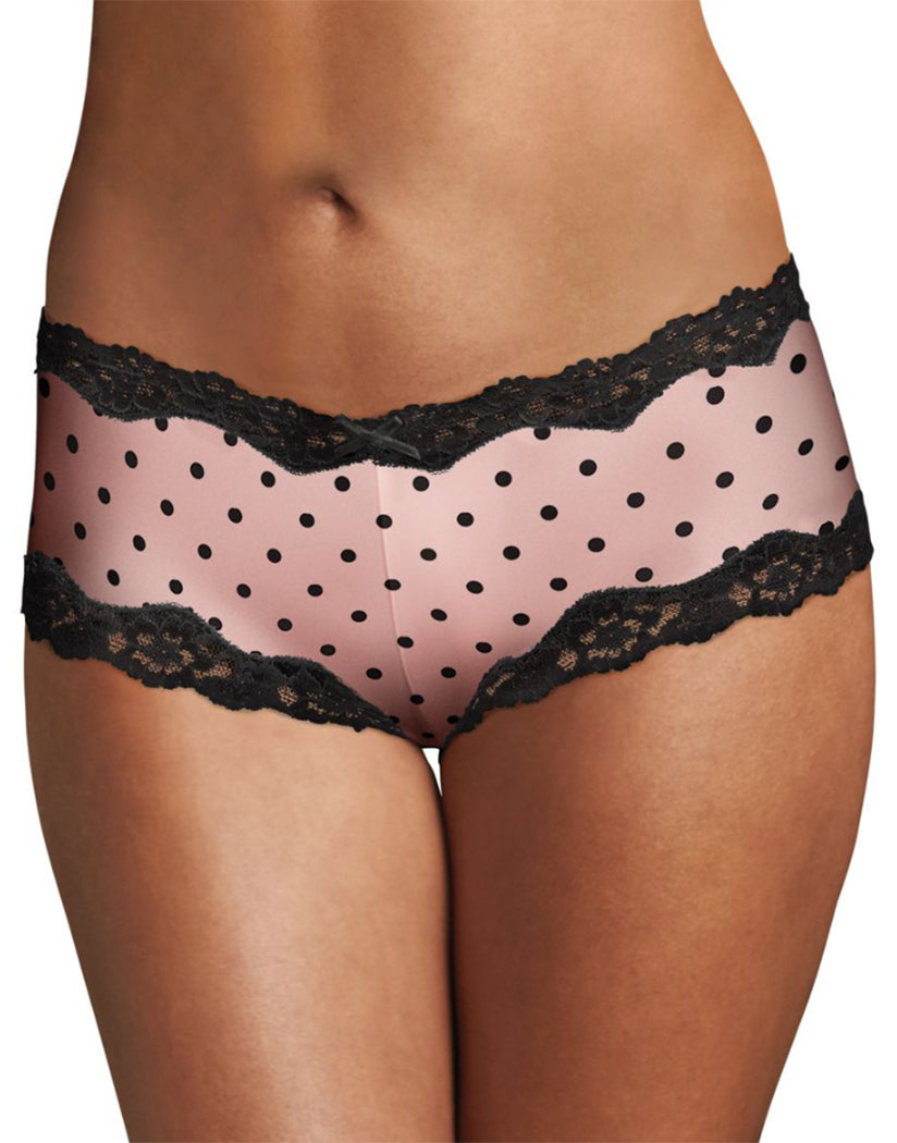 Maidenform Scalloped Lace Trim Cheeky Hipster Underwear Pearl Black Pin Dot  w/Pearl and 5 Women's 