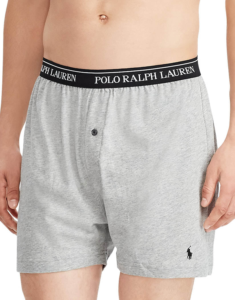 POLO RALPH LAUREN Men's Classic Fit Cotton Knit Boxers, White/Cruise Navy,  Small at  Men's Clothing store